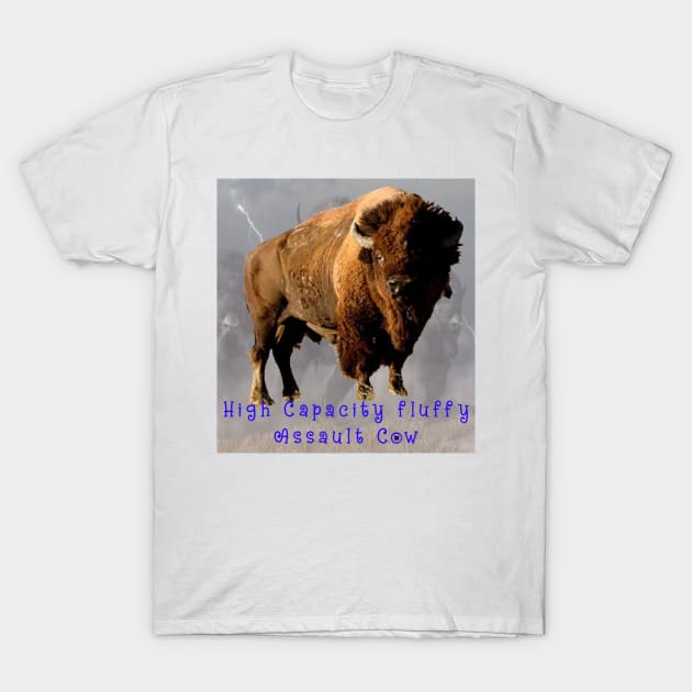 Bison - High Capacity Fluffy Assault Cow T-Shirt by TanoshiiNeko